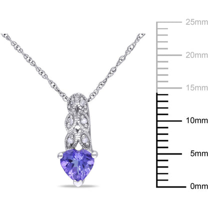 Miabella Women'S 3/8 Carat T.G.W. Heart-Shape Tanzanite and Round-Cut Diamond Ac
