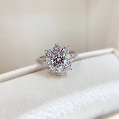 Moissanite Women'S Ring Sun Flower