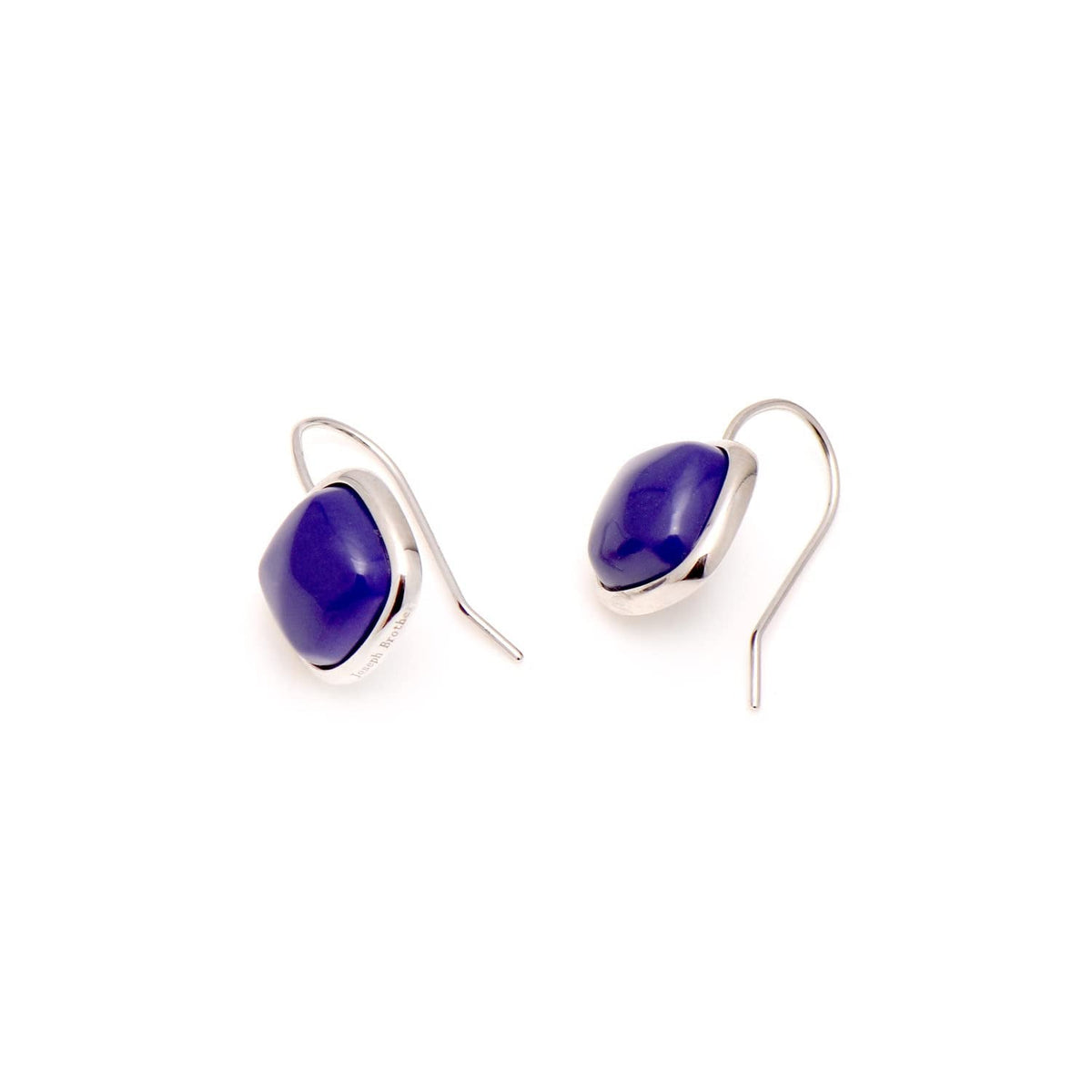 Joseph Brothers Sterling Silver Bezel 10X10Mm Cabochon Lapis Lazuli Earrings, Wh