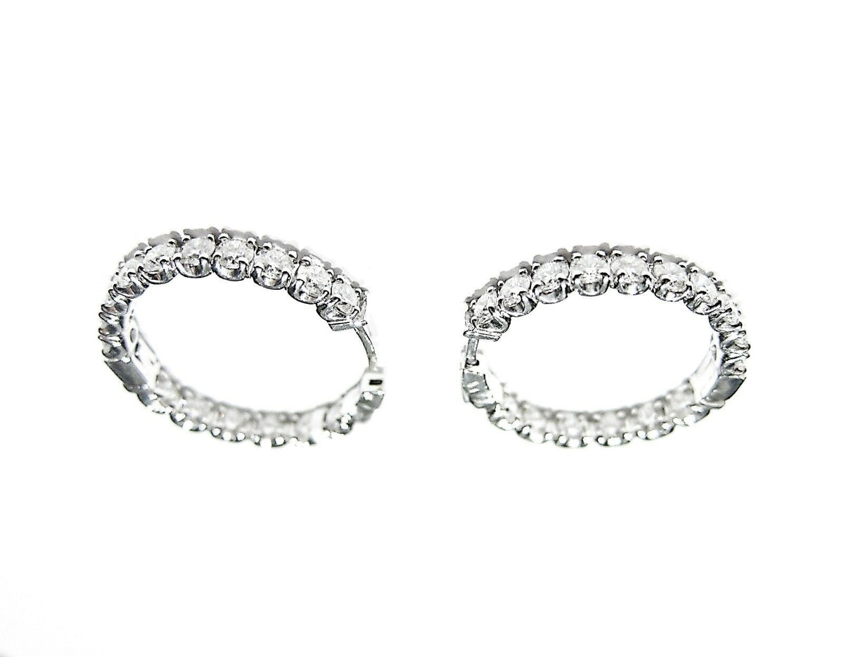 4.82 CT DIAMOND INSIDE OUTSIDE SET ROUND BRILLIANT 4 PRONG SET HOOP EARRING 14 K