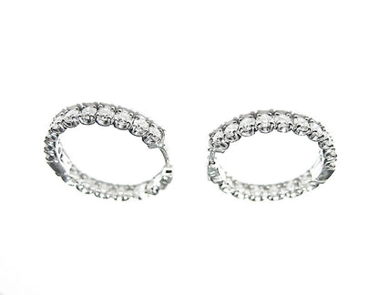 4.82 CT DIAMOND INSIDE OUTSIDE SET ROUND BRILLIANT 4 PRONG SET HOOP EARRING 14 K