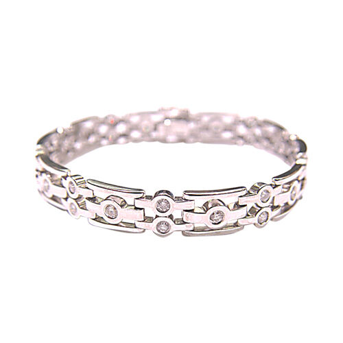 MENS ROUND BRILLIANT CUT DIAMOND BEZEL SET LINK BRACELET