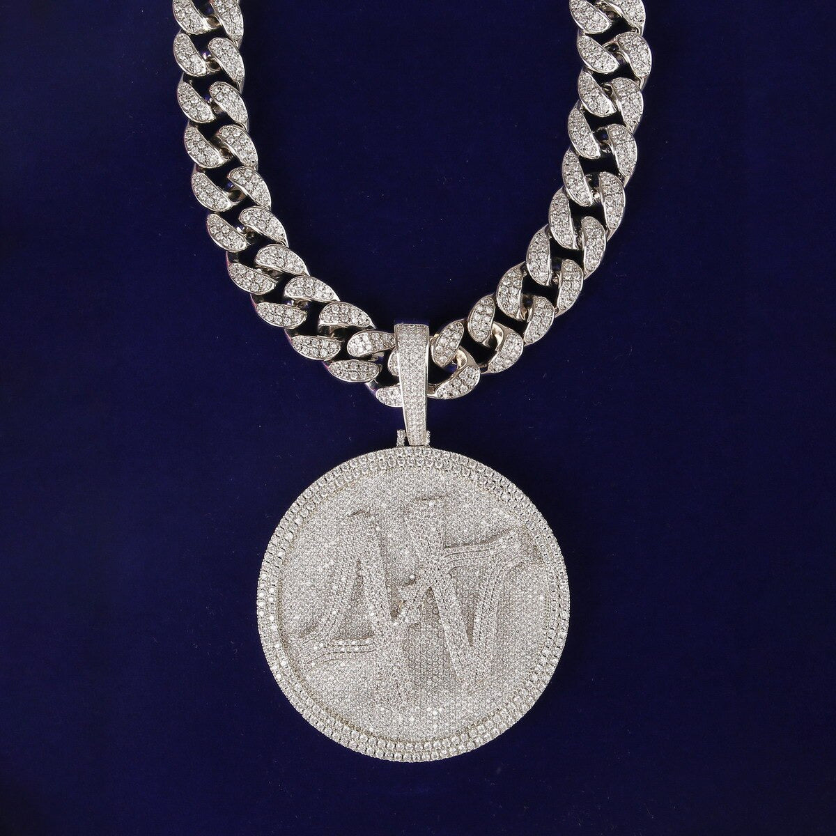 Custom Name Big Circle Pendant for Men'S Gold Color Plated Hip Hop Rock Jewelry