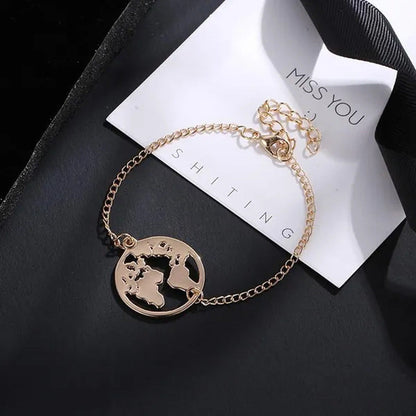 Chain Link World Map Bracelets Bangles Jewelry Globe Bracelet Charm Travel Jewel