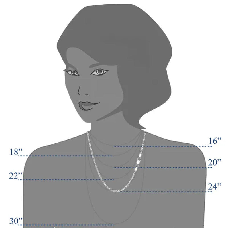 Sterling Silver Rhodium Plated Diamond Cut Rope Chain Necklace, 1,8Mm
