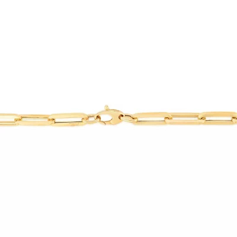 Large Hollow Paperclip Necklace 18", in 14K Yellow Gold