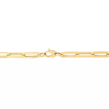 Large Hollow Paperclip Necklace 18", in 14K Yellow Gold