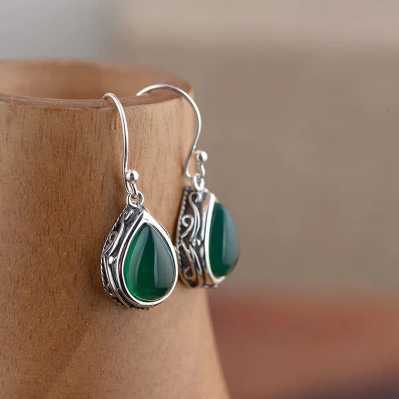 Fashion 925 Sterling Silver Earrings Emerald Ruby Gemstone Crystal Heart Hook Ea