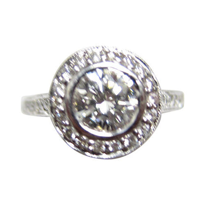 CERTIFIED .90 CT DIAMOND ROUND SHAPE BEZEL SET SIDE DIAMOND ROUND SHAPE .65 CT