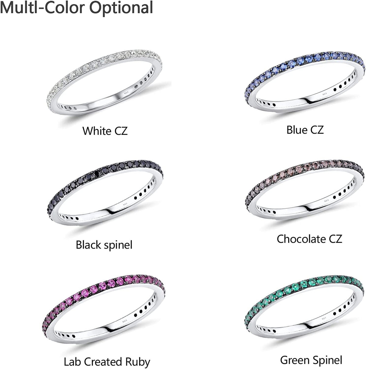 925 Sterling Silver Stackable Ring Engagement Wedding Band Stacking Ring for Wom