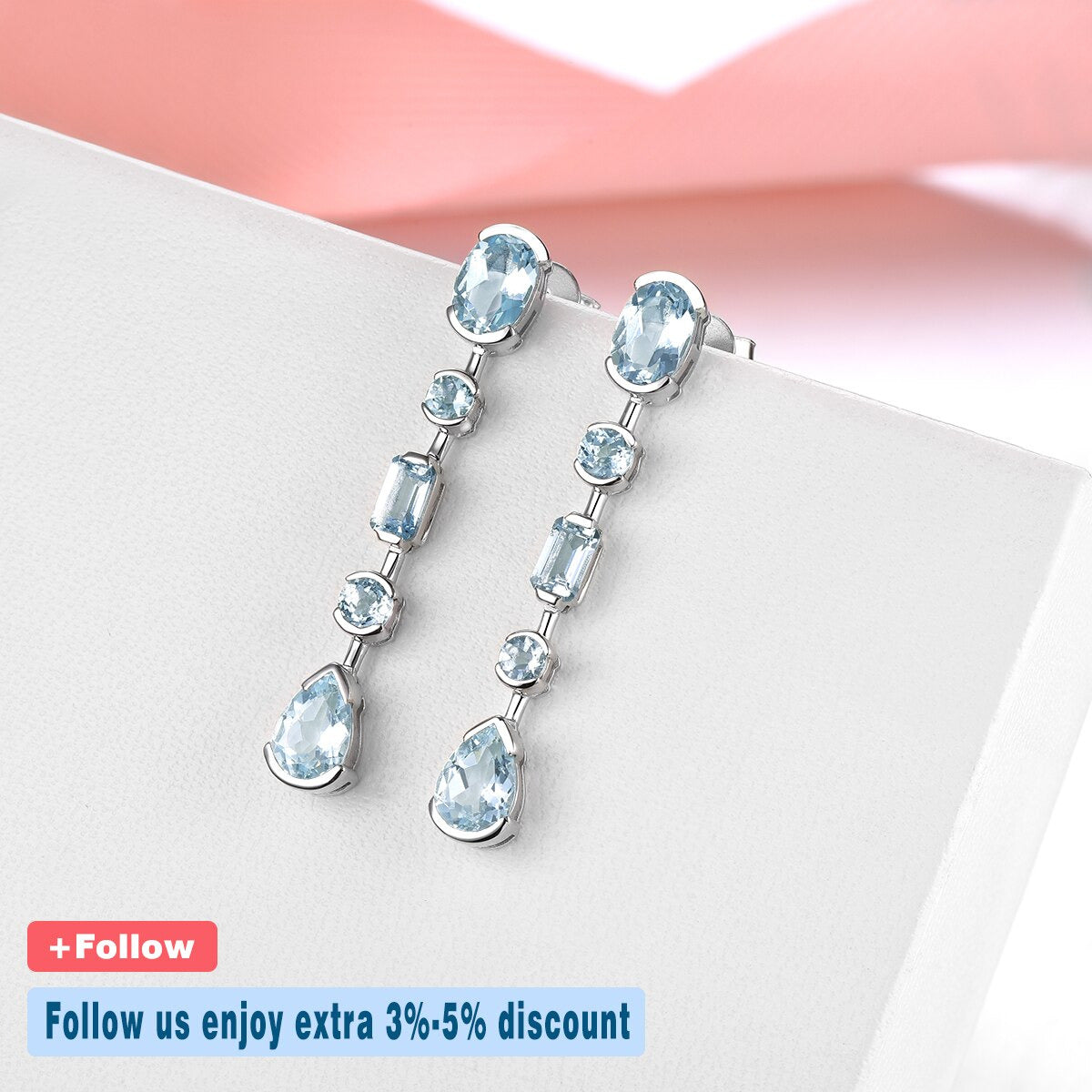 Natural Aquamarine Sterling Silver Drop Earrings 3.5 Carats Light Blue
