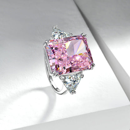Exaggerated Atmosphere Retro High Carbon Diamond Ring