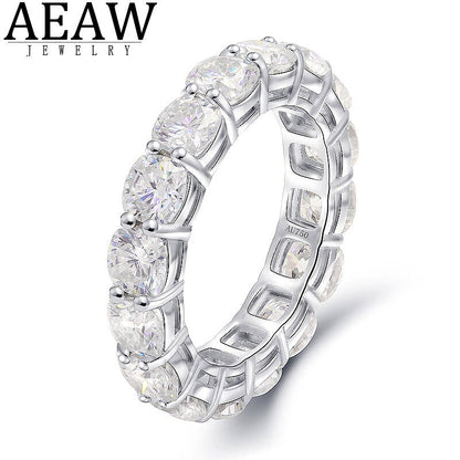 AEAW Moissanite 4Mm 14K 10K White Gold Rings Luxury Band for Women round Cut