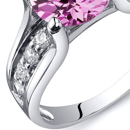 2.75 Ct round Pink Created Sapphire Ring in Sterling Silver