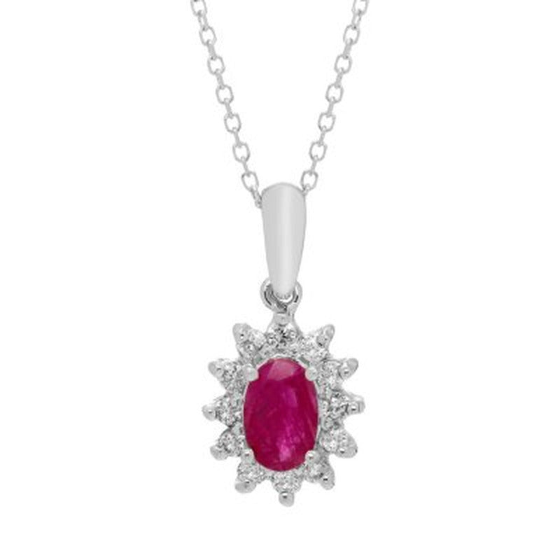 Genuine Ruby and 0.18 CT T.W. Diamond Pendant in 14K Gold