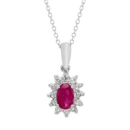 Genuine Ruby and 0.18 CT T.W. Diamond Pendant in 14K Gold