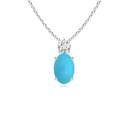 ANGARA Natural Turquoise Solitaire Pendant Necklace for Women, Girls in Sterling