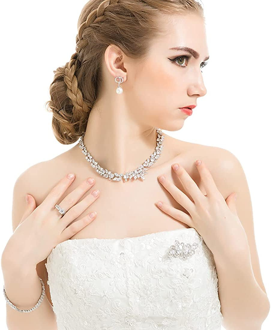 Cubic Zirconia Crystal Rhinestone Wedding Brooch Pin for Women Brides Jewelry