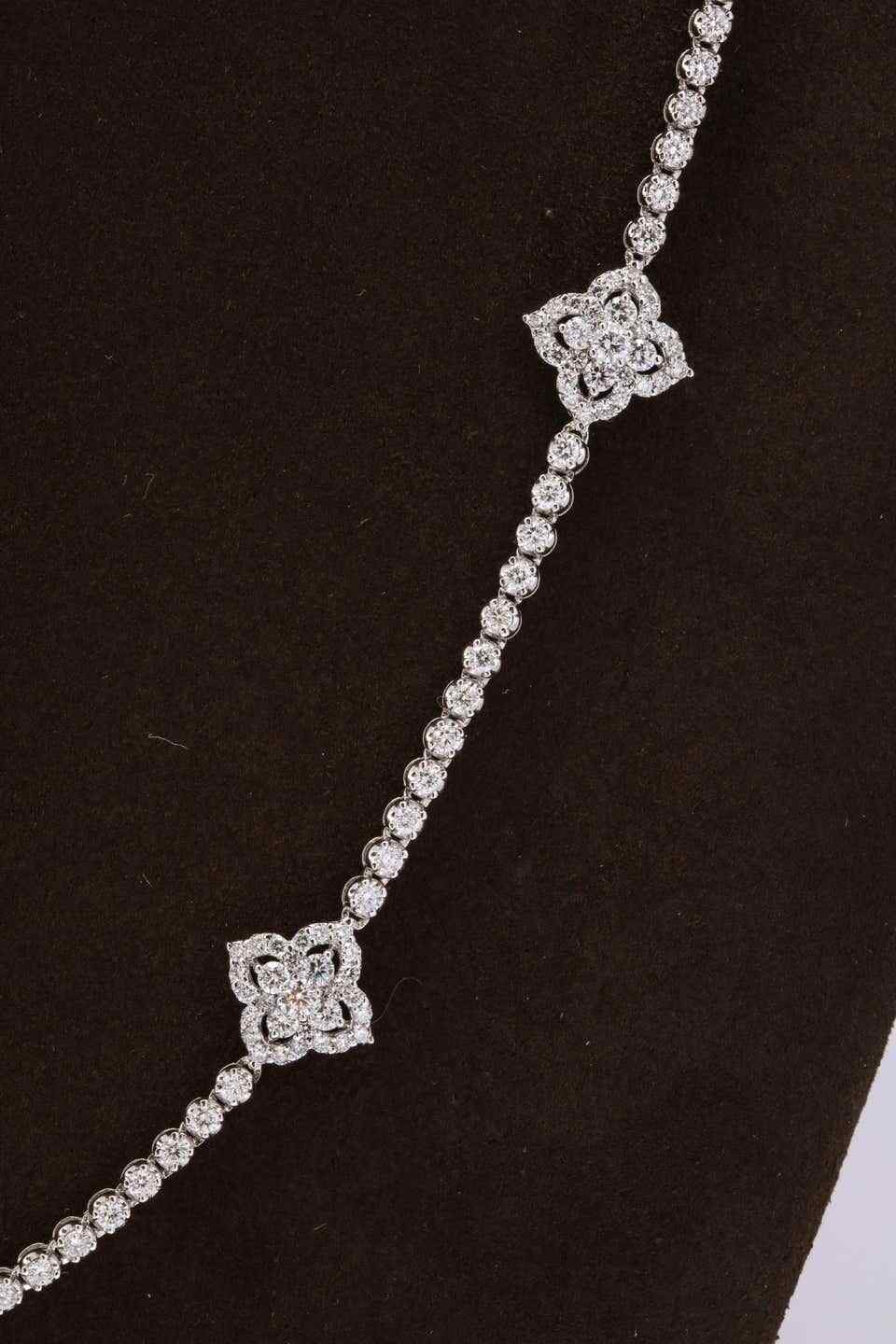 Long Diamond Tennis Necklace with Diamond Motifs