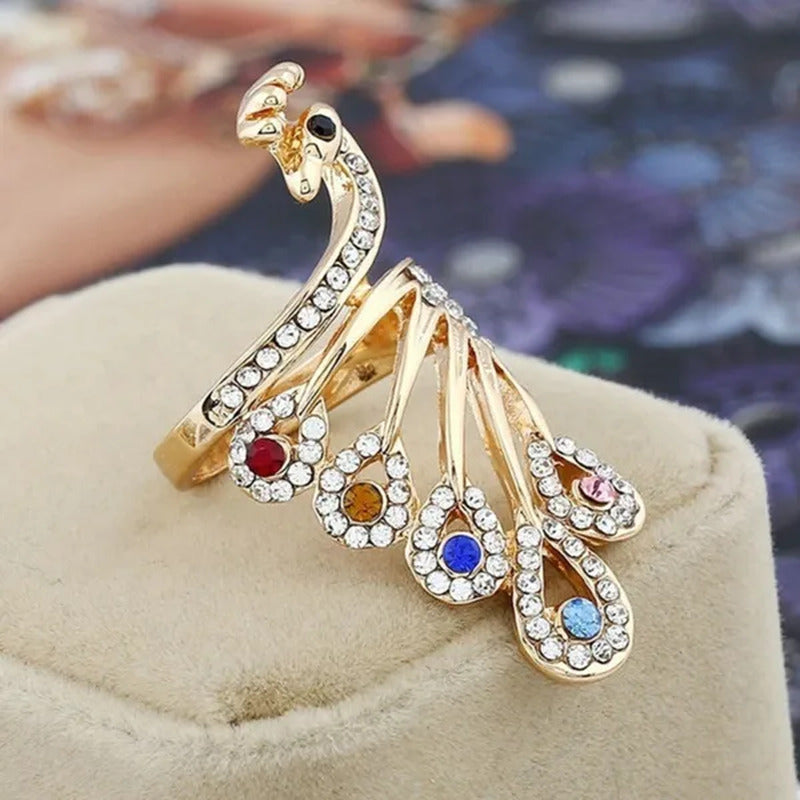 Women round Cut Diamond Ring Peacock Cocktail Ring Fashion Jewellry