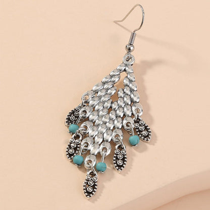 Large Gold Earrings Bohemian Retro Diamond Drop-Shaped Earrings Earrings Pendant