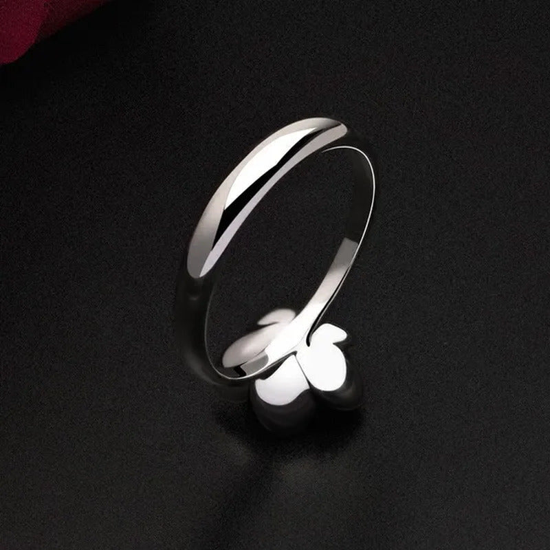 Simple Ladies Antique Silver Black Rose Flower Floral Ring for Women Female Wedd