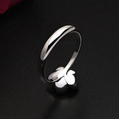 Simple Ladies Antique Silver Black Rose Flower Floral Ring for Women Female Wedd
