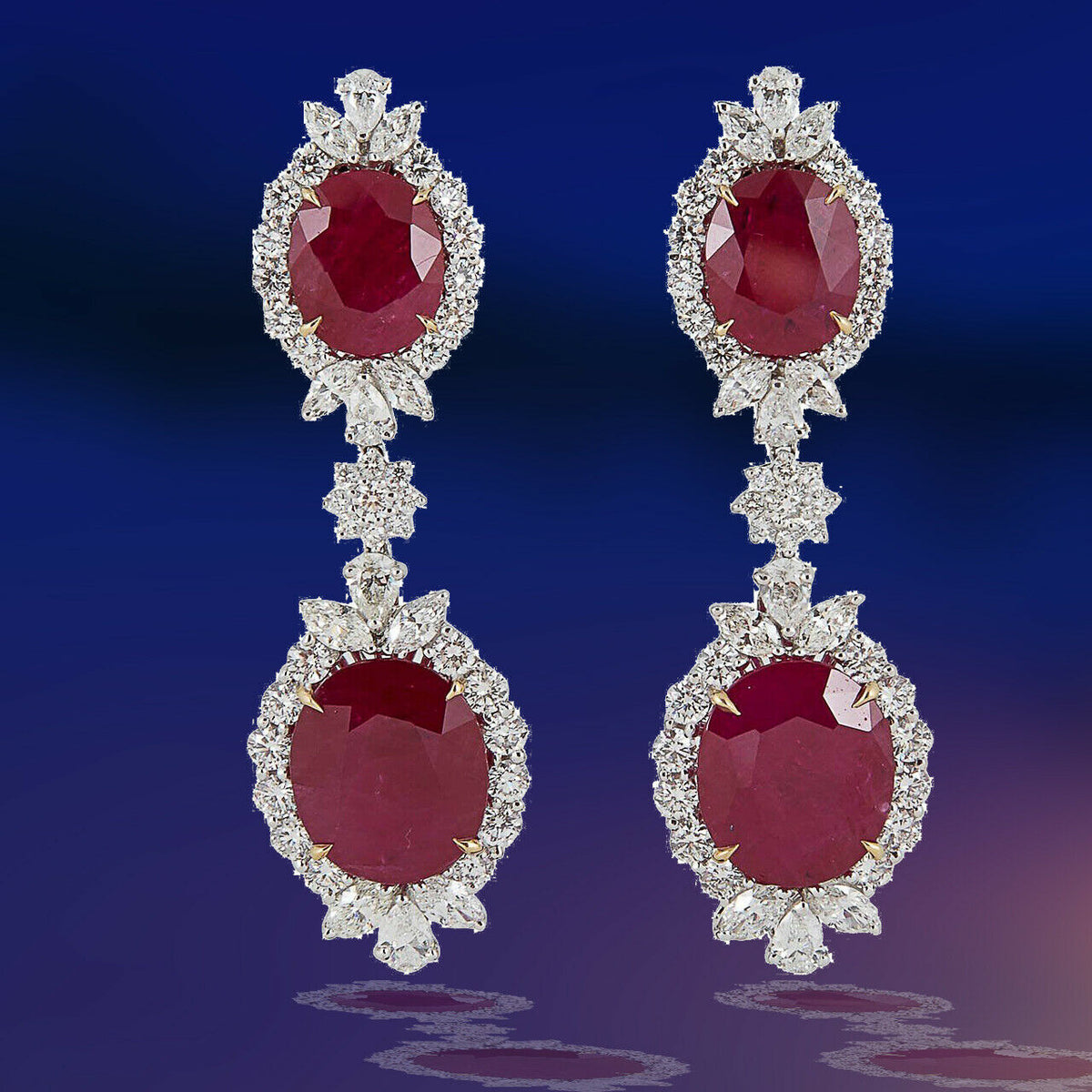 AGT SWISS CERTIFIED RUBIES 32.68CTTW ROUND MARQUISE PEAR 8.65CT DIAMOND EARRING