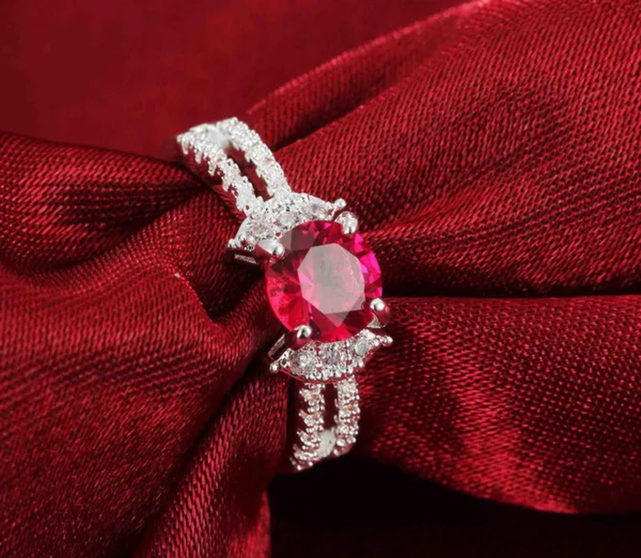 925 Silver Ruby Birthstone Gemstones Engagement Wedding Anniversary Heart Ring
