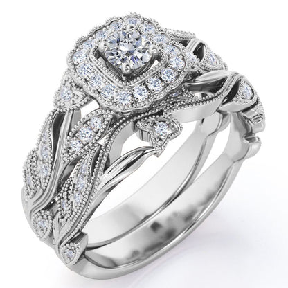 Antique - round Diamond - Edwardian Diamond Filigree Ring - Art Deco Style - Wed