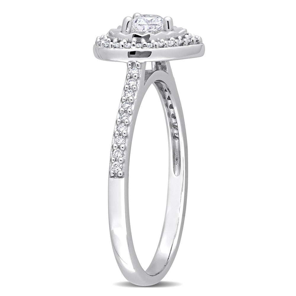 Miabella Women'S 1/3 Carat T.W. Heart-Cut Diamond 14Kt White Gold Halo Engagemen