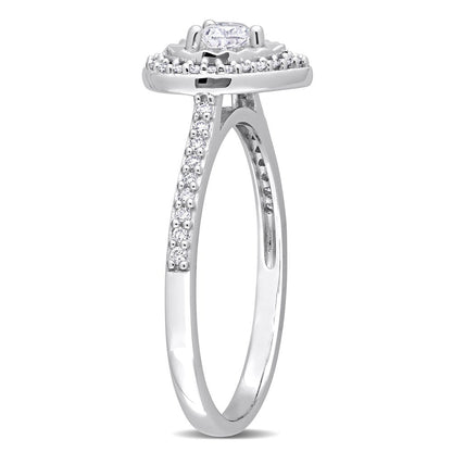 Miabella Women'S 1/3 Carat T.W. Heart-Cut Diamond 14Kt White Gold Halo Engagemen