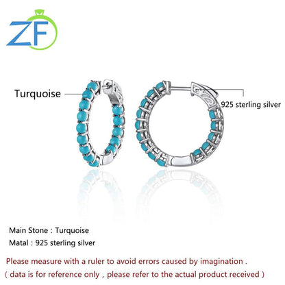 Pure 925 Sterling Silver Clip Earring 3 Carats Cabochon Cut Green Turquoise