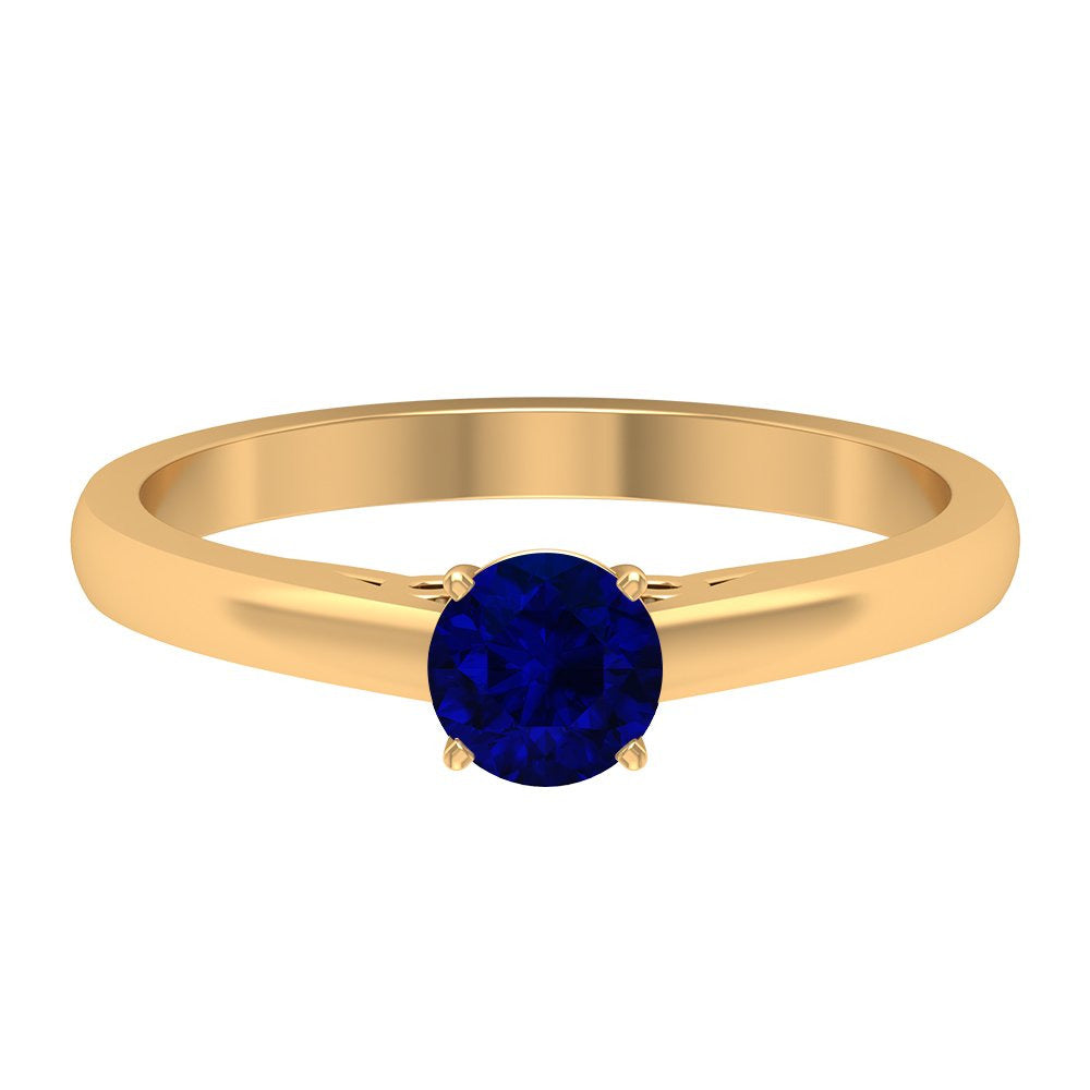 0.50 CT Genuine Blue Sapphire Ring, 5 MM Blue Sapphire Solitaire Ring, Natural B