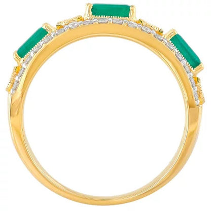 Emerald and 0.50 CT. T.W. Diamond Ring in 14K Yellow Gold