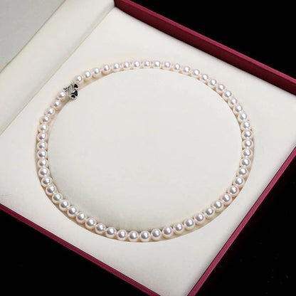 6-7Mm AAAA Quality Pearl Necklace in White Real Freshwater Cultured Perfect