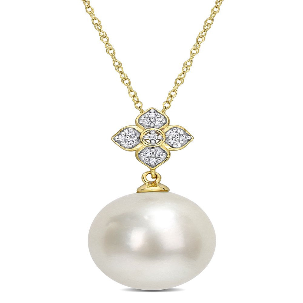 Miabella Women'S 12-13Mm South Sea Cultured Freshwater Pearl and Diamond Accent