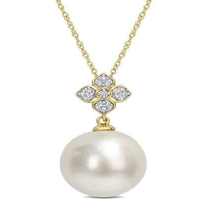 Miabella Women'S 12-13Mm South Sea Cultured Freshwater Pearl and Diamond Accent