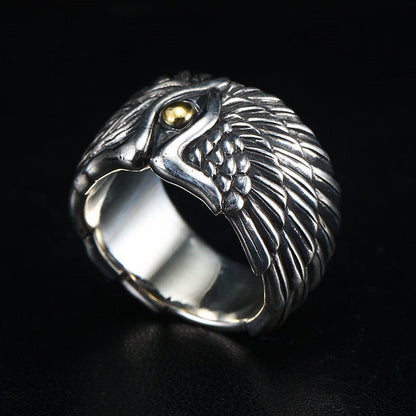 925 Sterling Silver Ring Men'S Trendy Personality Angel Wings Angel Demon Ring