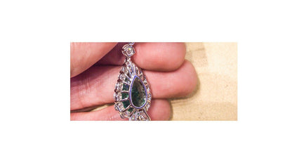 EMERALD GREEN TWO PEAR SHAPE DIAMOND ROUND MARQUISE PEAR SHAPE DIAMOND EARRING