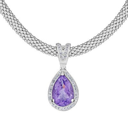 Pear-Shaped Amethyst and White Topaz Necklace in Italian Sterling Silver