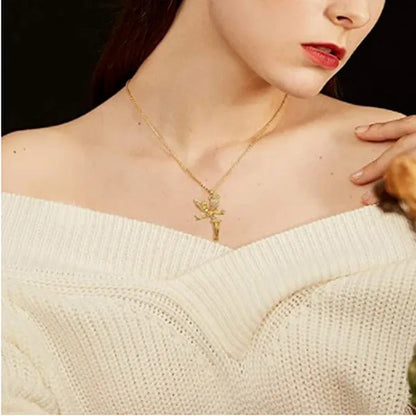 Exquisite Fashion Lovely Dancing Little Angel Pendant Necklace Women'S Zircon Ex