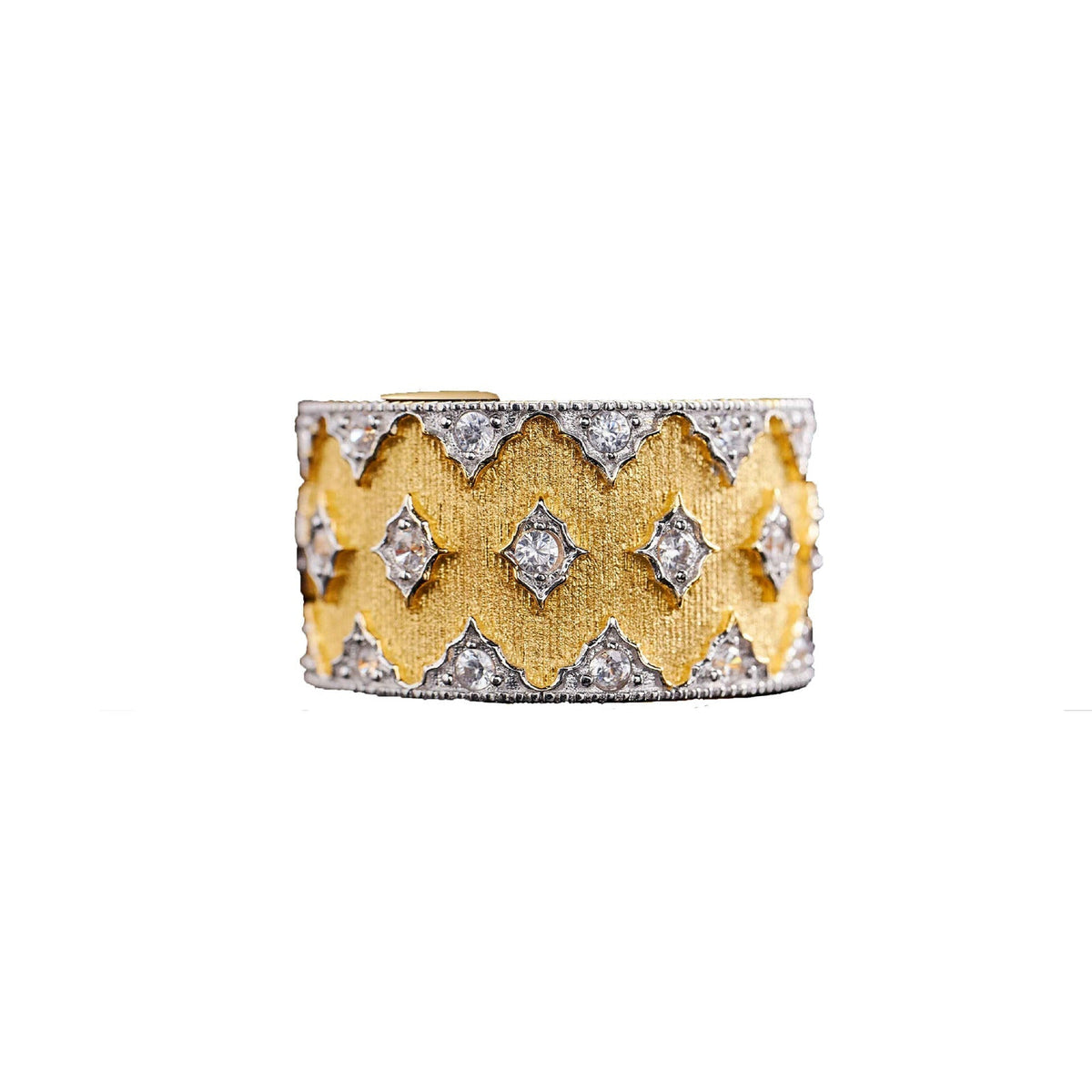 European and American Ins Two-Color Star Wide Ring