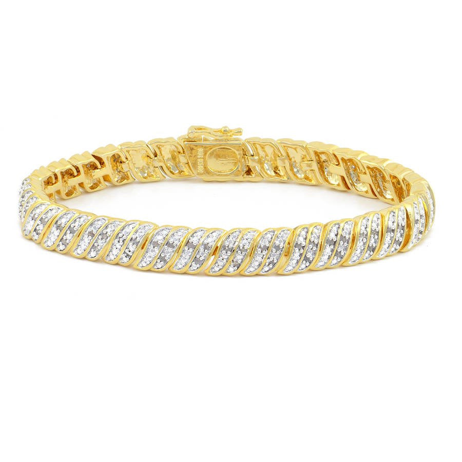 Arista 1.00 Ct round White Diamond Yellow Gold-Plated Women'S Tennis Bracelet in