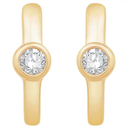 0.20 CT. TW. Diamond Bezel Huggie Hoop Earrings in 14K Gold