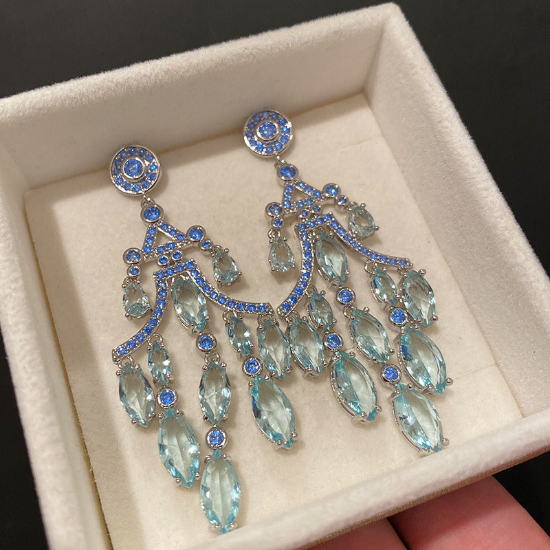 Silver Needle Zircon Temperament Earrings Flashing Diamonds