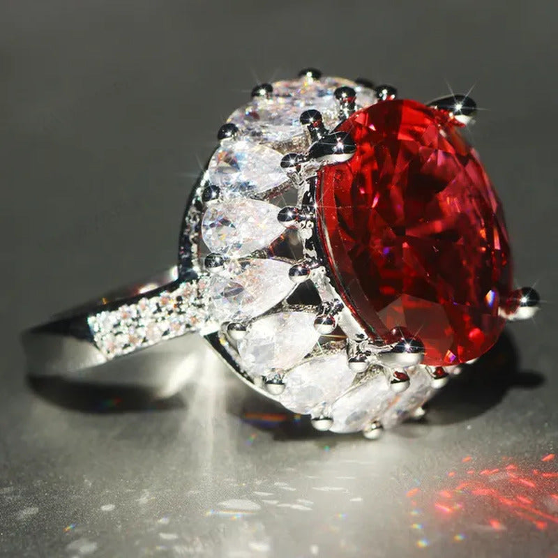 Unique 925 Silver Natural Ruby Gemstones Birthstone Bride Princess Wedding Engag