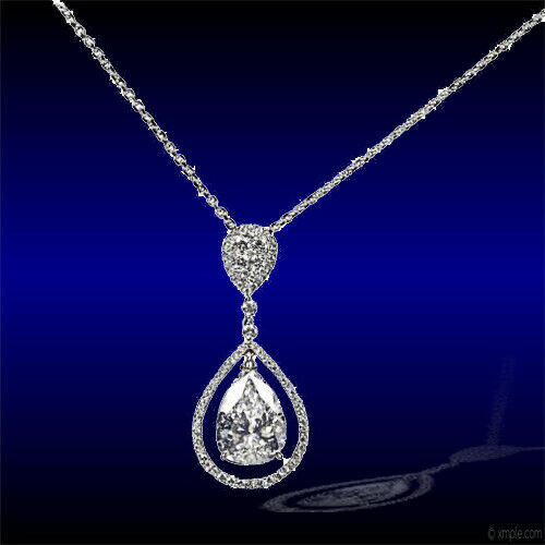 GIA CERTIFIED PEAR SHAPE F COLOR SI2 CLARITY PENDANT 5.12 CT SET .75 CT DIAMOND
