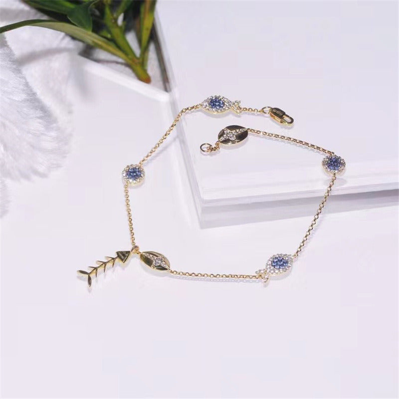 French Light Luxury Design Lucky Fish Tassel Net Red Gold Shell Anklet