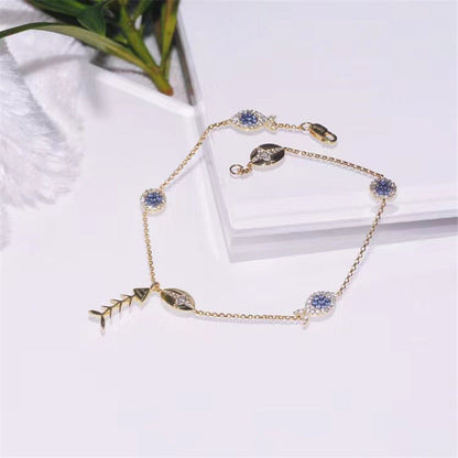 French Light Luxury Design Lucky Fish Tassel Net Red Gold Shell Anklet